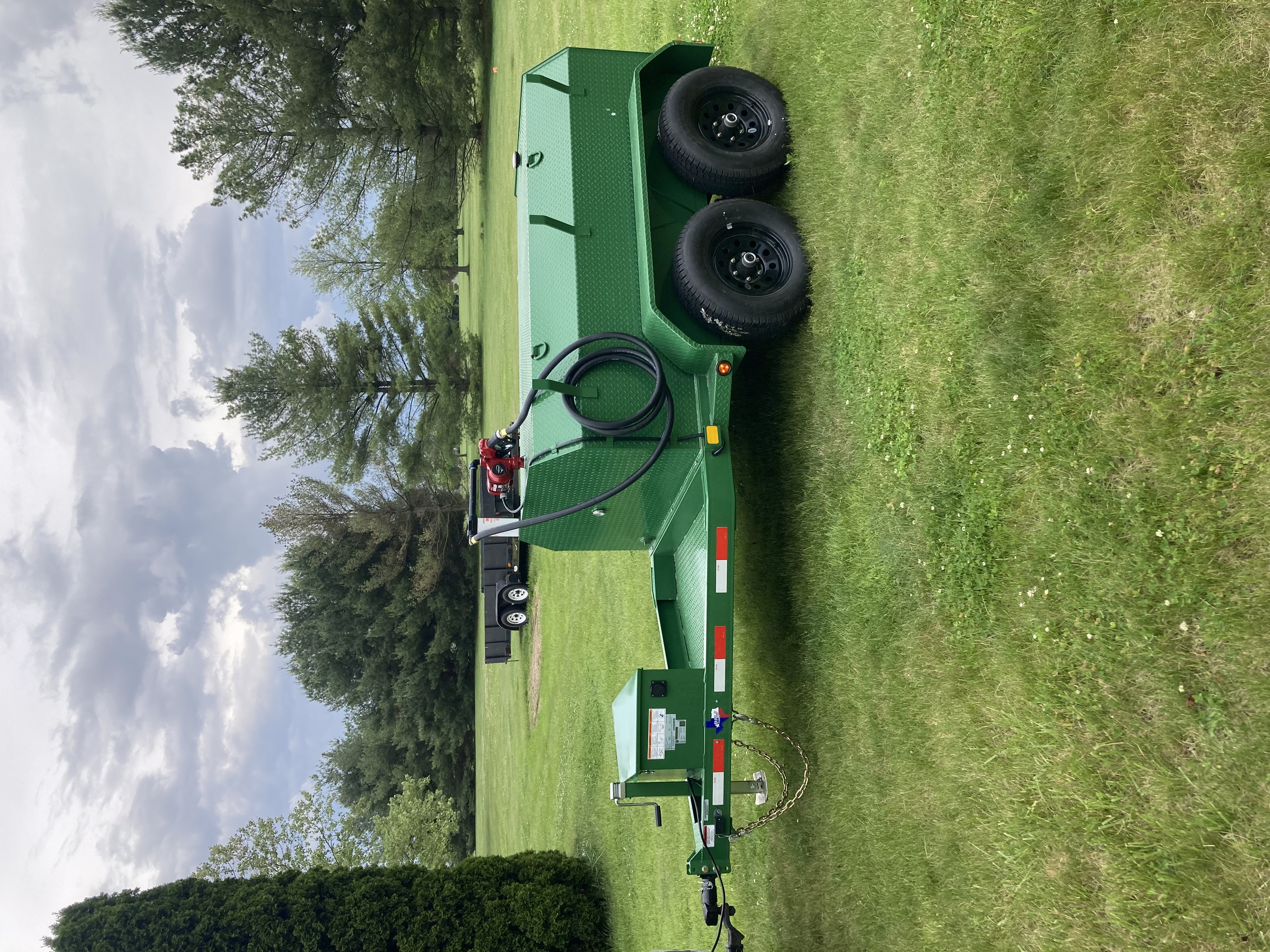 fuel trailer green 750gal side view